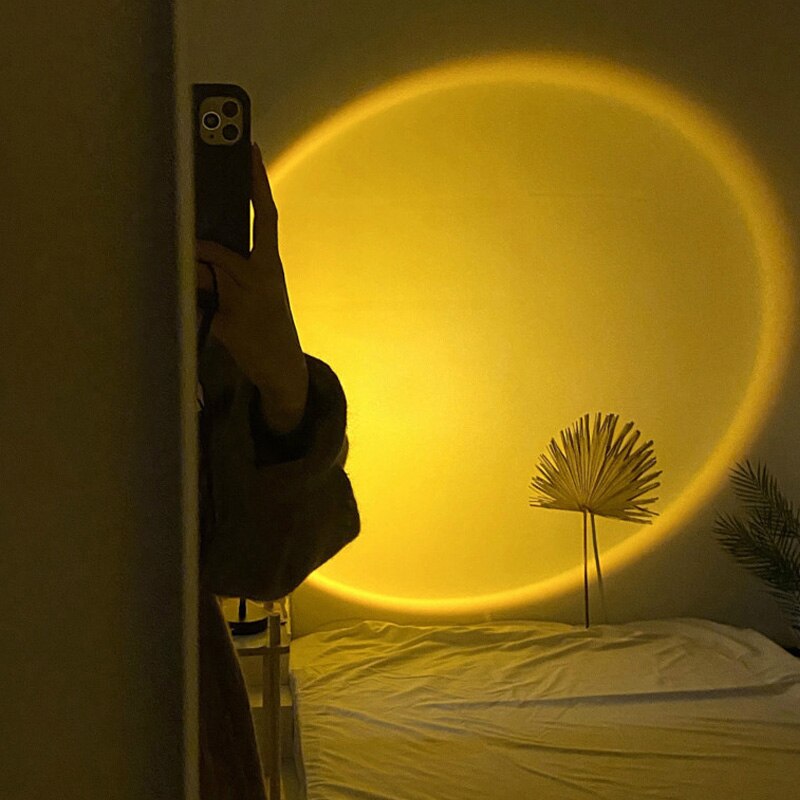 Usb Rainbow Sunset Projection Lamp LED Atmosphere Night Light Home Coffee Bar Indoor Projector Lamps Outdoor Decorative Lights