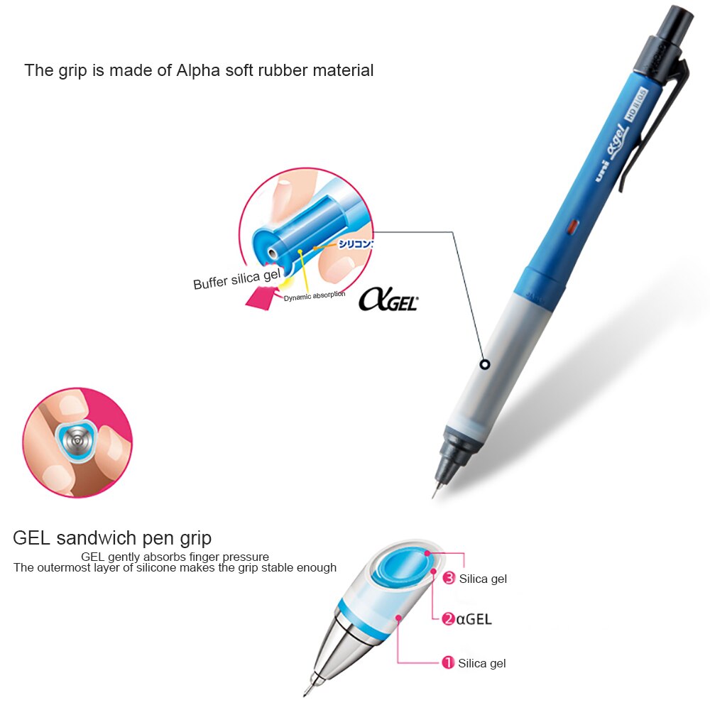 crayon mécanique UNI limité M5-1009GG, interrupteur à gaine en caoutchouc souple, double moule de Rotation du plomb 0.5mm/0.3mm