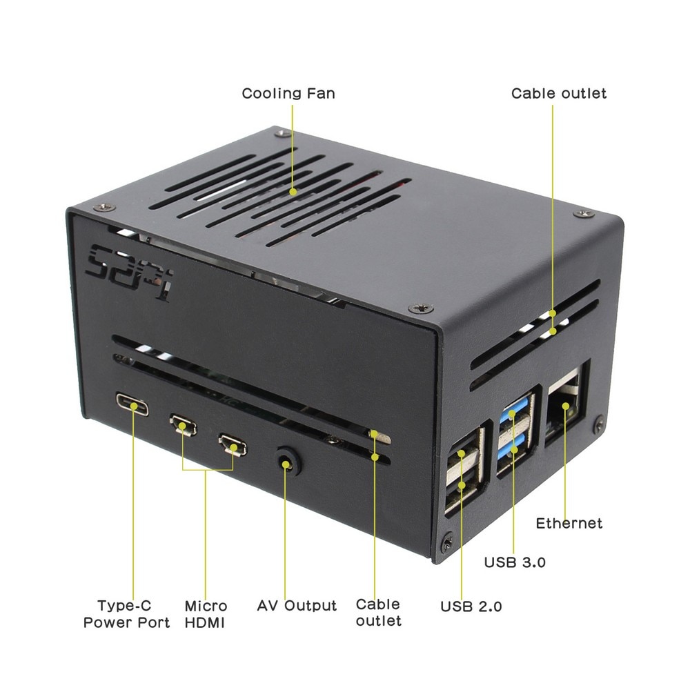 Raspberry Pi Low-profile CPU Cooler ICE Tower Cooler with Metal Case for Raspberry Pi 4B