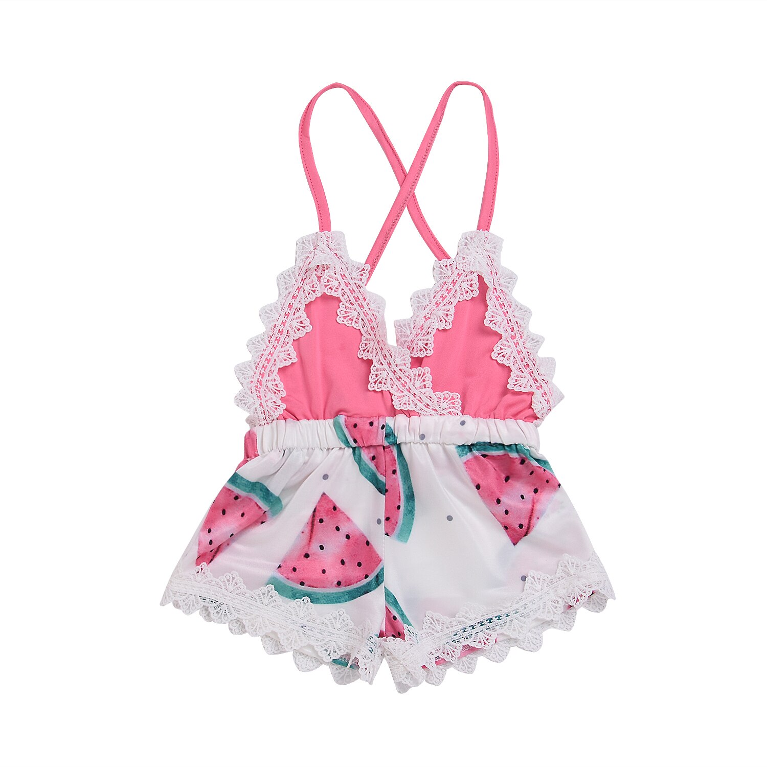 Estampado de sandía para niños y niñas, mono de encaje