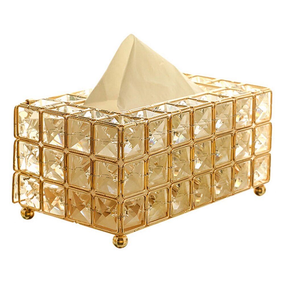 Kristal Tissue Doos Met Rvs Base Sparkling Tissue Houder Voor Thuis Car Office: Gold