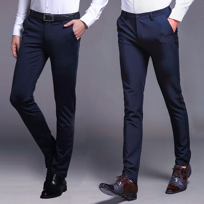 Män casual dress byxor slim fit kontorsbyxor fromal bermuda masculina thin tide business casual suit byxor