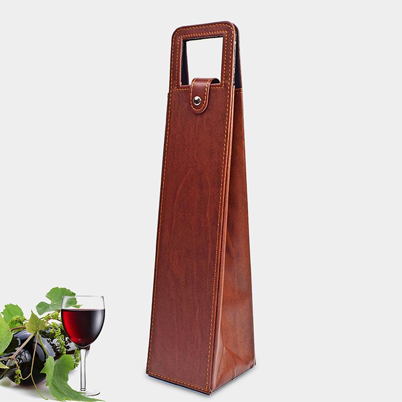 Sac en cuir PU pour le vin, sac de pour le vin et la bière, fourre-tout parfait pour le vin, sacs de rangement de fête, accessoires de Bar: brown