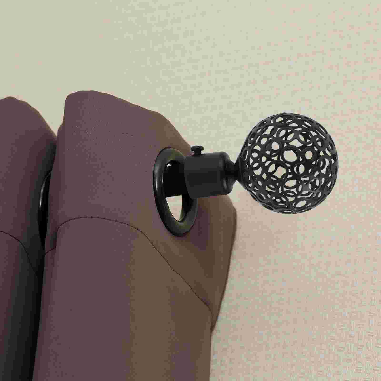 2pcs Curtain Rod Decorative Head Roman Rod Accessories for Home (Black)