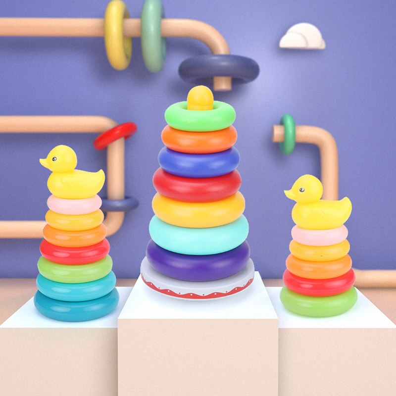 Stacking Rattles Stacking Rings Toy Rainbow Stacker Tumbler with Ra... – Vicedeal