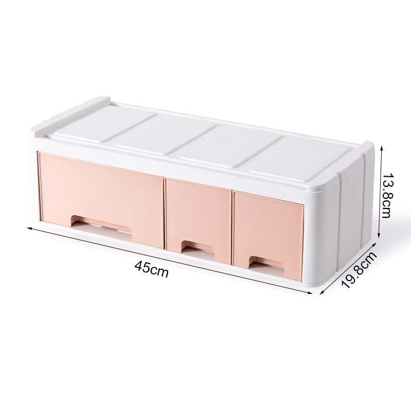 BNBS Desktop Drawer Organizer Storage Cabinet Plastic Chest Of Drawers Cabinet Organiser Computer Keyboard Storage Box: L-3 grid-Pink
