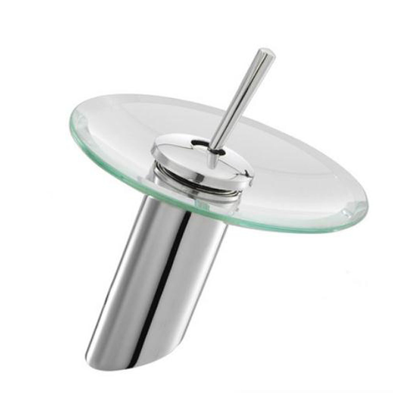 Solid Glass Waterfall Bathroom Basin Sink Faucet Chrome Basin Sink Faucet Single Lever Deck Mounted Round Mixer Tap#G30: Default Title