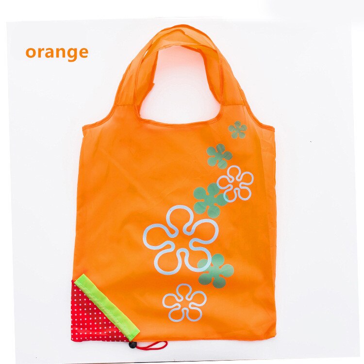 Reusable eco-friendly bag Foldable shopping bag Strawberry bag Handbag Foldable Grocery storage bag Nylon tote Bag: orange