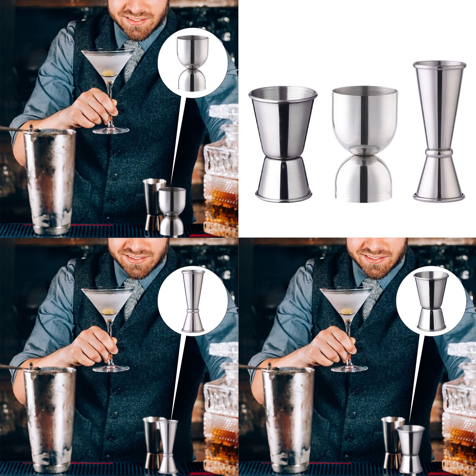 15/30ML Cocktail Measuring Cup Head Available Cocktail Measuring Cup Double-headed Bar Drinking Apparatus Bar Tools