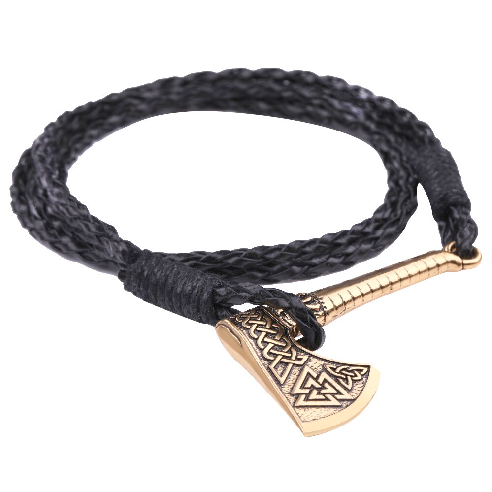 Dawapara Viking Valknut Rune Aligiz irlandais trinité symbole hache breloque Bracelet en cuir de saint valentin