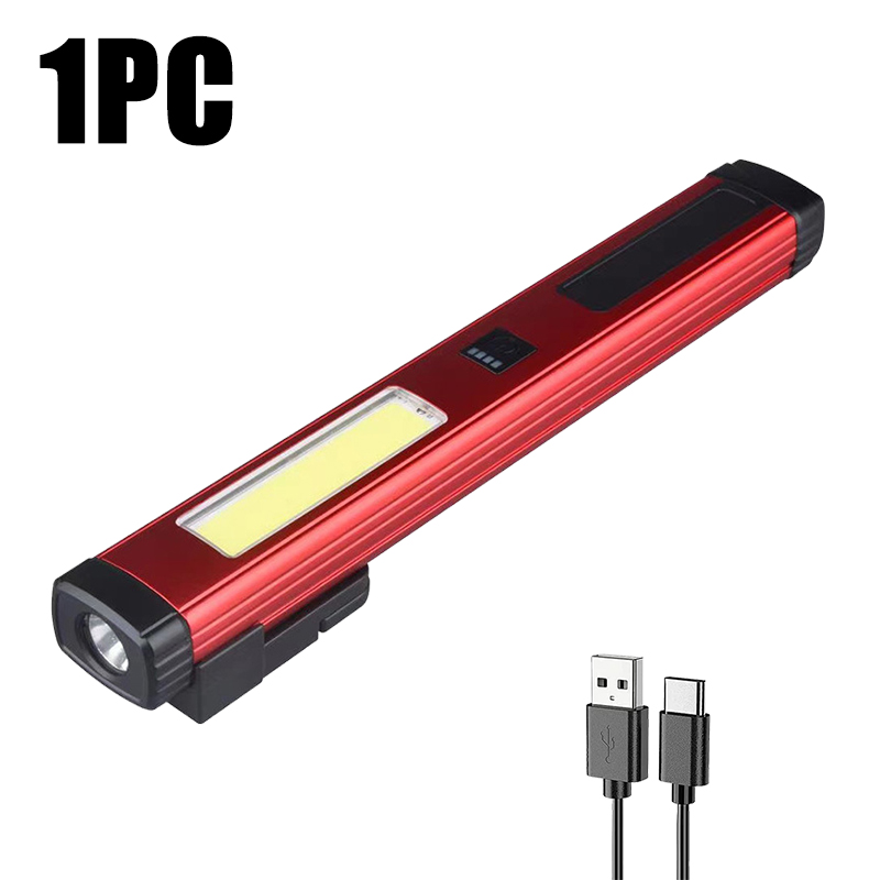 Mini tragbare LED-Stift lampe Kolben Seiten licht Boden Magnet Taschenlampe mit Stift Clip eingebaute Batterie Typ C wiederauf ladbare Arbeits lampe: Grün