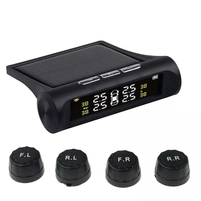 Car Solar Wireless Tire Pressure Monitor TPMS Tire Pressure Sensor Monitoring System External Tire Pressure Monitor