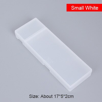 Estuche transparente sencillo para lápices, caja pequeña de plástico para almacenar bolígrafos, material de papelería para aprendizaje y oficina: Small White