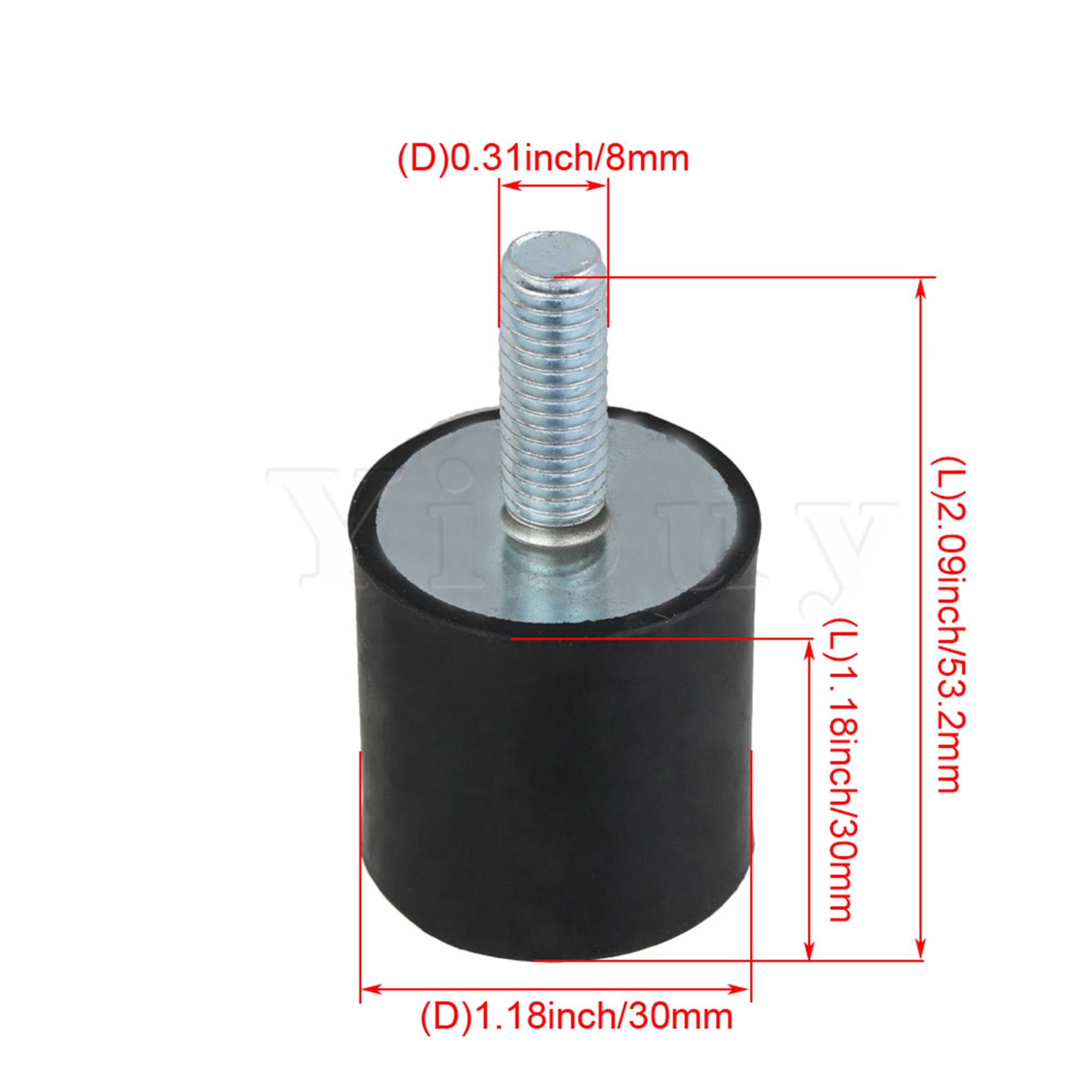 2pcs 30x30mm Rubber Isolator Mounts Shock Absorber M8 External Thread