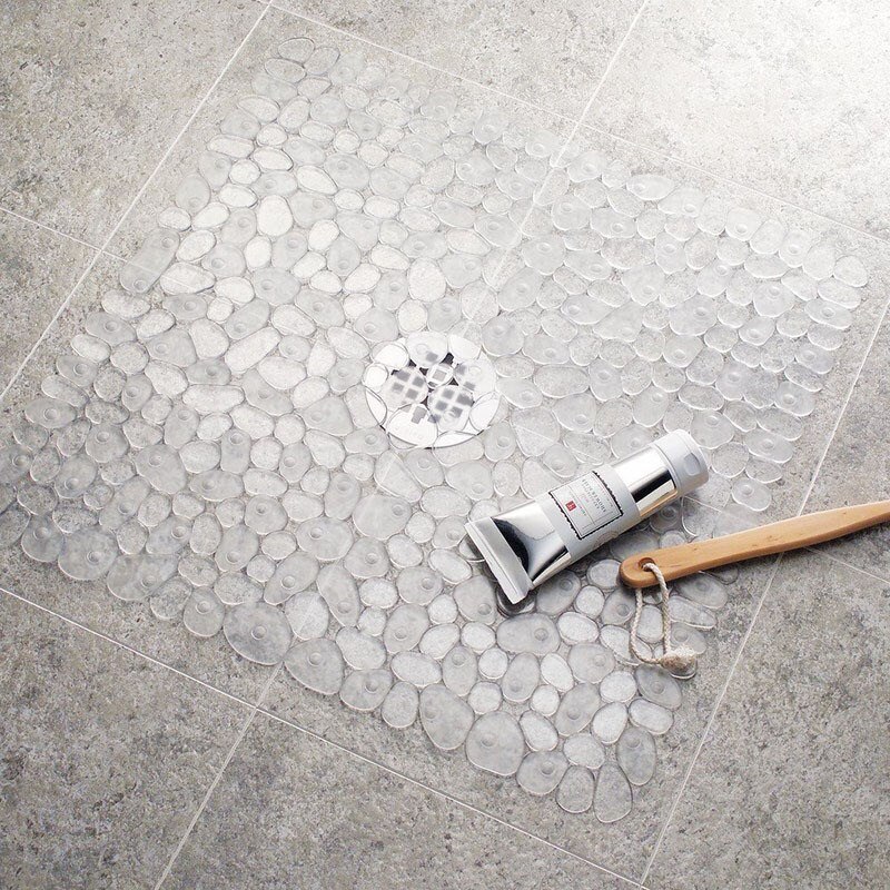 Moderne Stijl Pvc Geplaveide Vierkante Pebble Badkamer Antislip Mat Steen Badkamer Mat Badkamer Douche Badmat Drainage gat: toumingbai