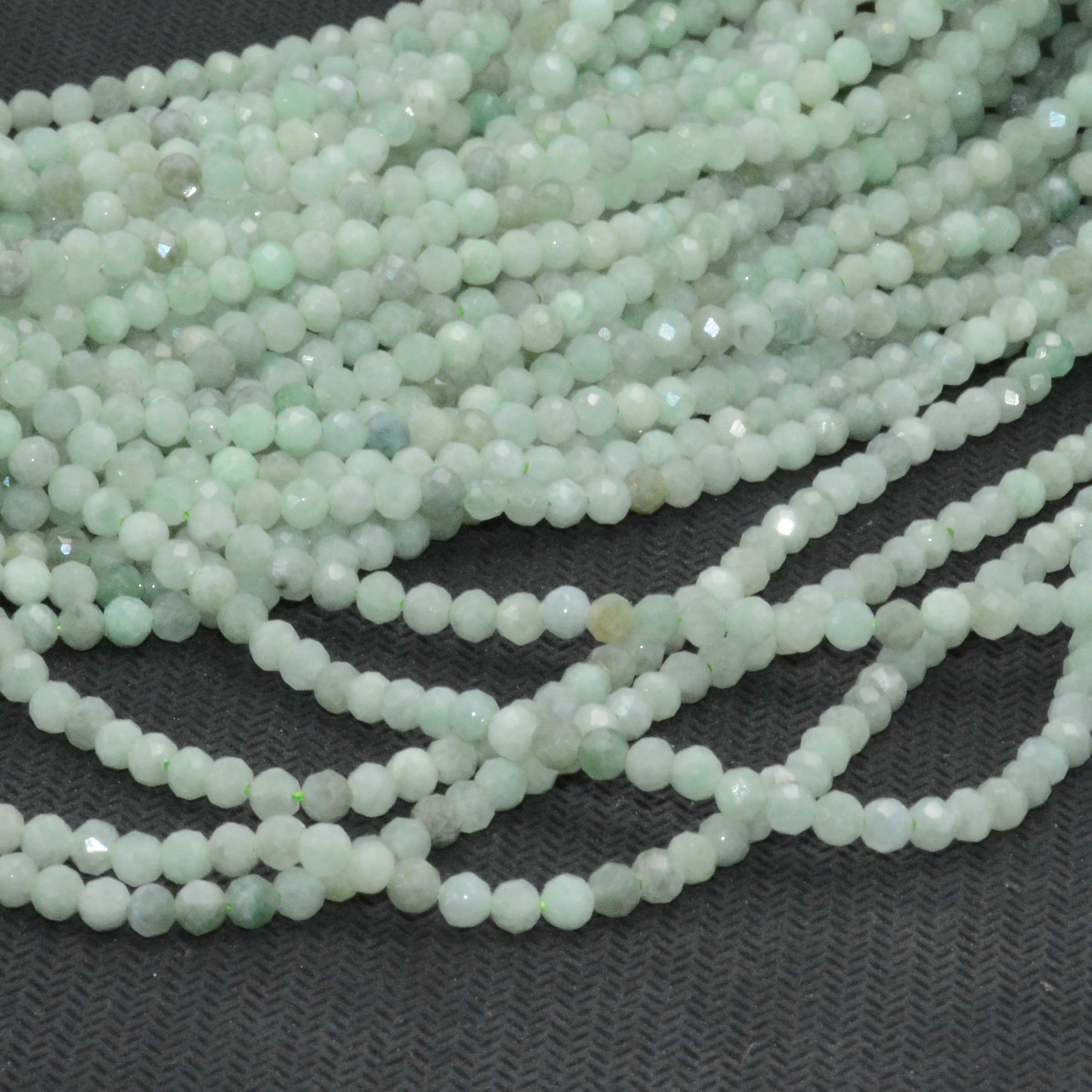 Natural Burma Jade Faceted Round Beads 3mm