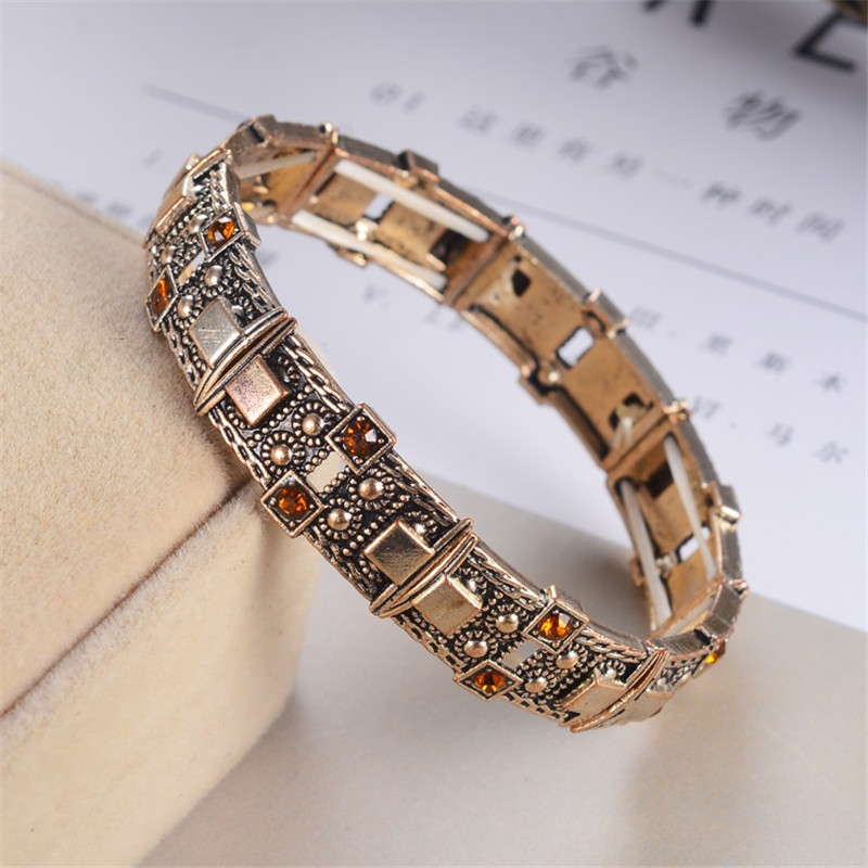 Silber-farbe Manschette Armbinde Für Frauen Ethnische Schmuck Jahrgang Kristall Stein Armbänder Gold Bohemien Breite Armreifen pulseras: Champagner 5  Gold