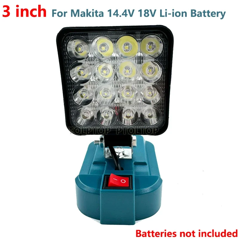 Led-arbeidslys for makita 14.4v 18v li-ion-batteri 3/4 tommer med usb utendørs lommelykt lanterne campinglampe nødlys: Blå