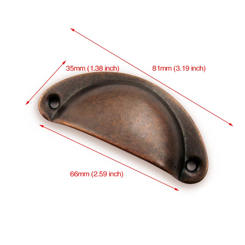 NAIERDI-tiradores antiguos para puertas de cajones, pomos Retro Para armarios, marco de latón, herrajes para muebles, 2 uds.: Red Bronze