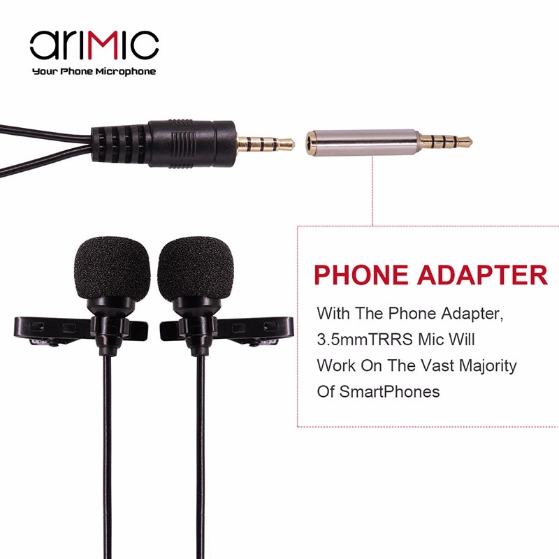 Microfono Lavalier Ulanzi Arimic - Cavo 1.5m/6m - Microfono Condensatore Cablato per iPhone, Android, iPad, DSLR