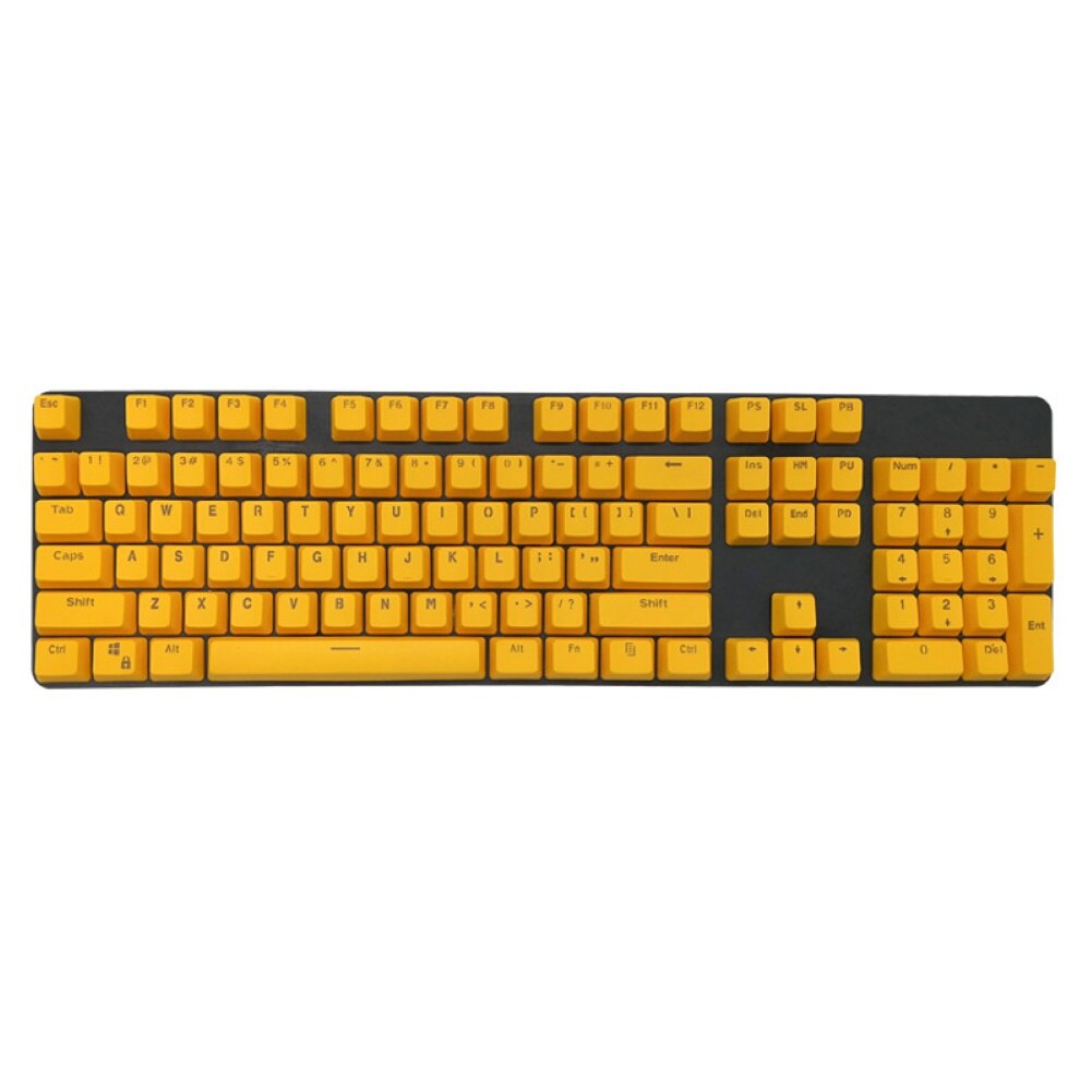 104Pcs/Set PBT Universal Backlit Key Cap Keycaps for Cherry Mechanical Keyboard: YELLOW