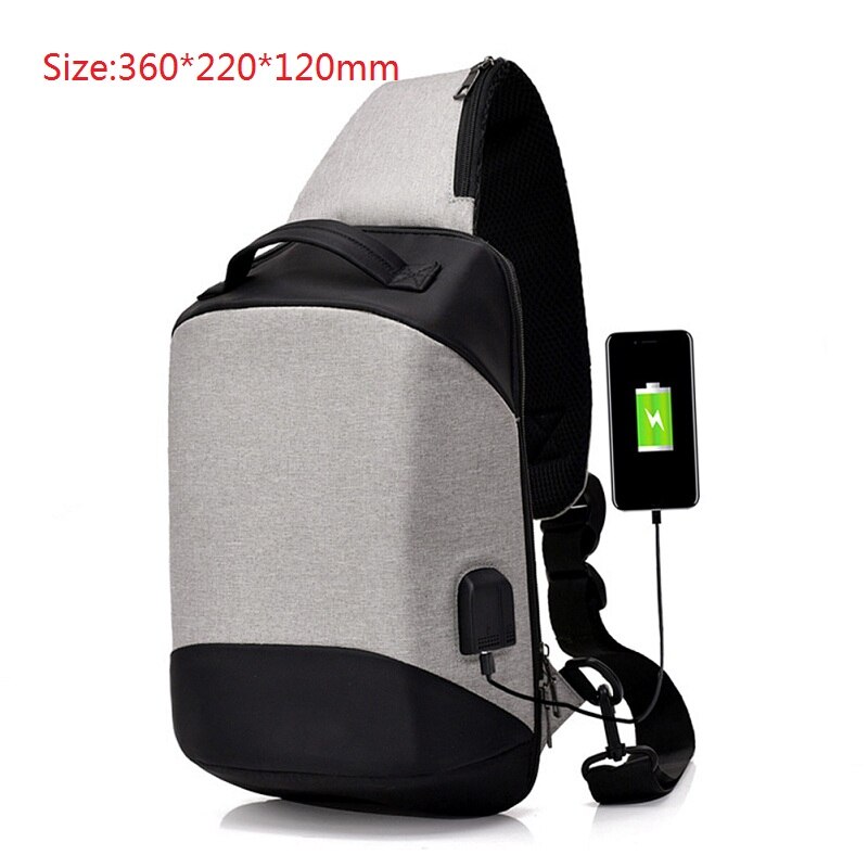 Male Leisure Sling Chest Pack Crossbody Bags for Men Messenger Canvas USB Charging Leather Men's Bags Handbag Shoulder Bags