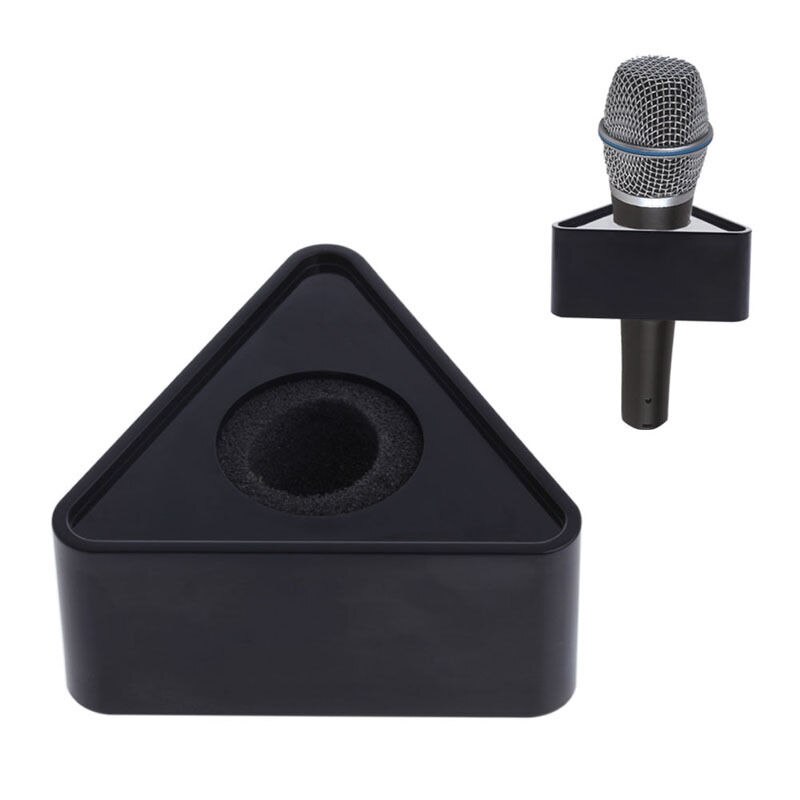 ABS Plastic Microphone Interview Triangular Logo Flag Station Black/White Durable: Black