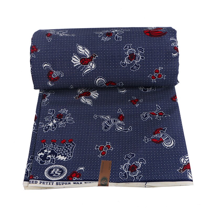 Donkerblauw Afrikaanse Ankara Wax Stof 6 Yards Ankara Afrikaanse Wax Print Stof Voor Party Casual Breedte 110 Cm