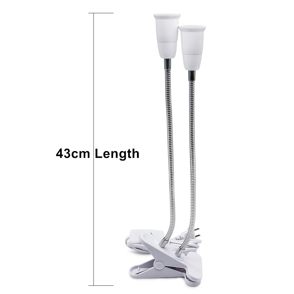 [DBF]Grow Lamp Holder Double Head Flexible Clamp Light E27 Socket 43cm Flexible Clip Switch LED Lamp Holder Socket Power Cable