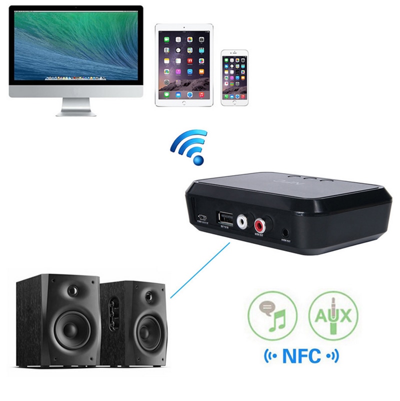 Bluetooth Ontvanger Nfc/Usb Disk Muziek Lezen Stereo Draadloze Adapter 3.5 Mm Aux/Rca Auto Speaker Bluetooth Audio ontvanger