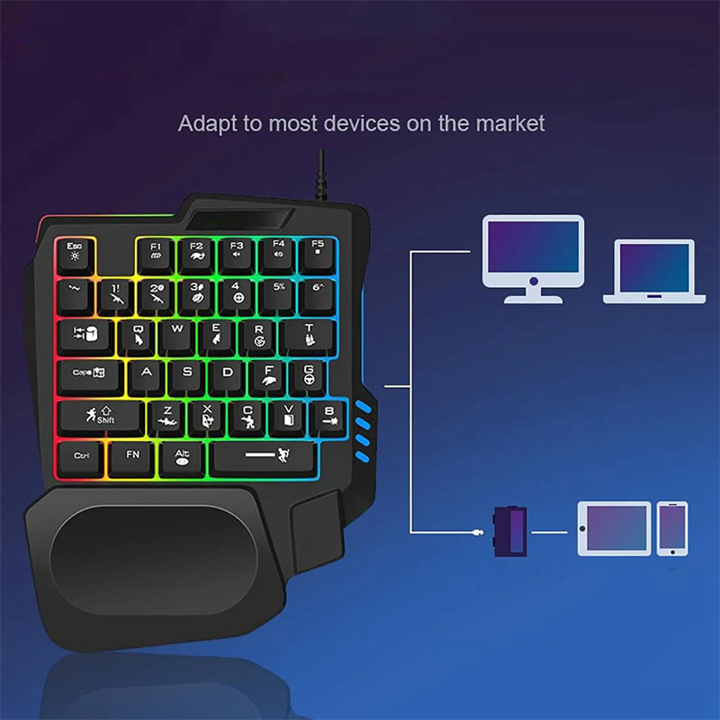 Ergonomic Single-Hand Gaming Keyboard 35 Keys USB Wired RGB Backlit Mini Keyboard for Laptop Desktop PC One-Handed Use Keyboard