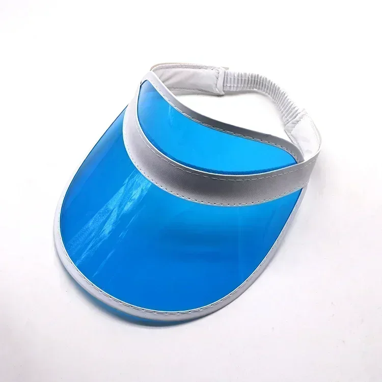 Outdoor Casual Green Color Transparent Anit-uv Plastic Face Sun Shield Hats Sun Visor Hats Golf Cap Rain Hat: Blue