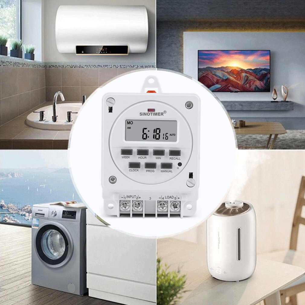 12V 220V Digital Timer Switch 7 Days Weekly Programmable Time Relay Programmer Built-in Rechargeable Battery