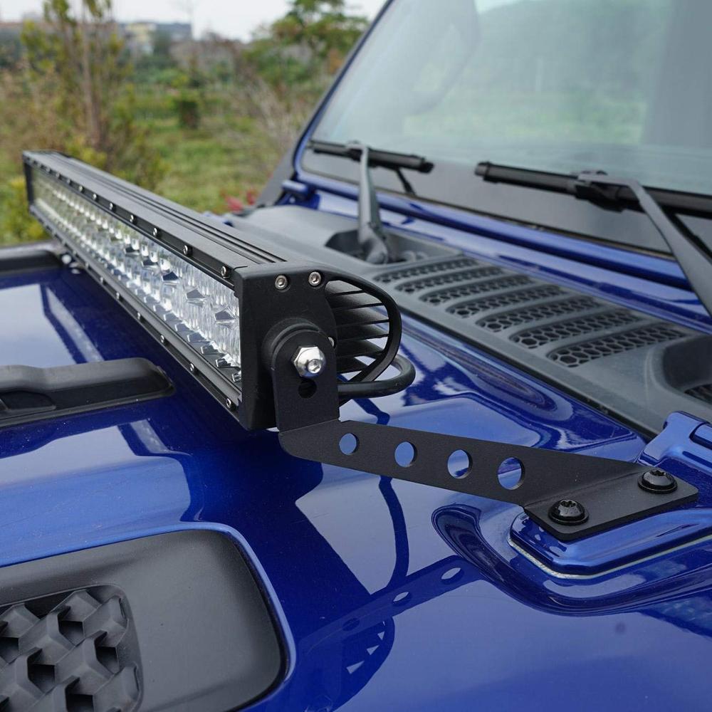 Barra de luz Led para montaje de capó, Kit de soportes de moución delantera para parabrisas para Jeep Wrangler JL , accesorios para coche, 1 par