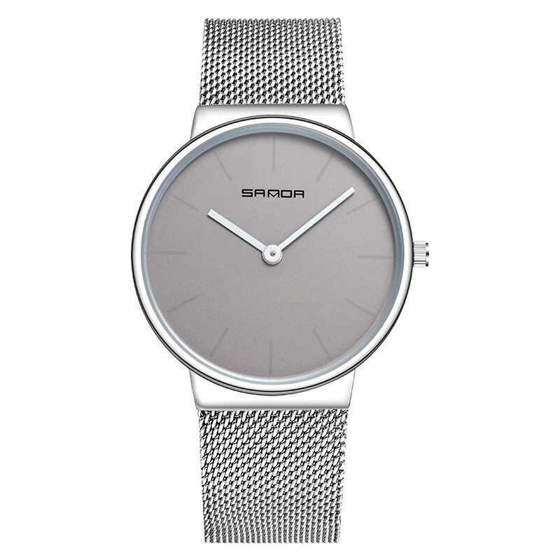 SANDAP254 Heren Leisure Quartz Horloge Japanse Beweging Eenvoudige Stalen Riem Mesh Horloge: Blauw