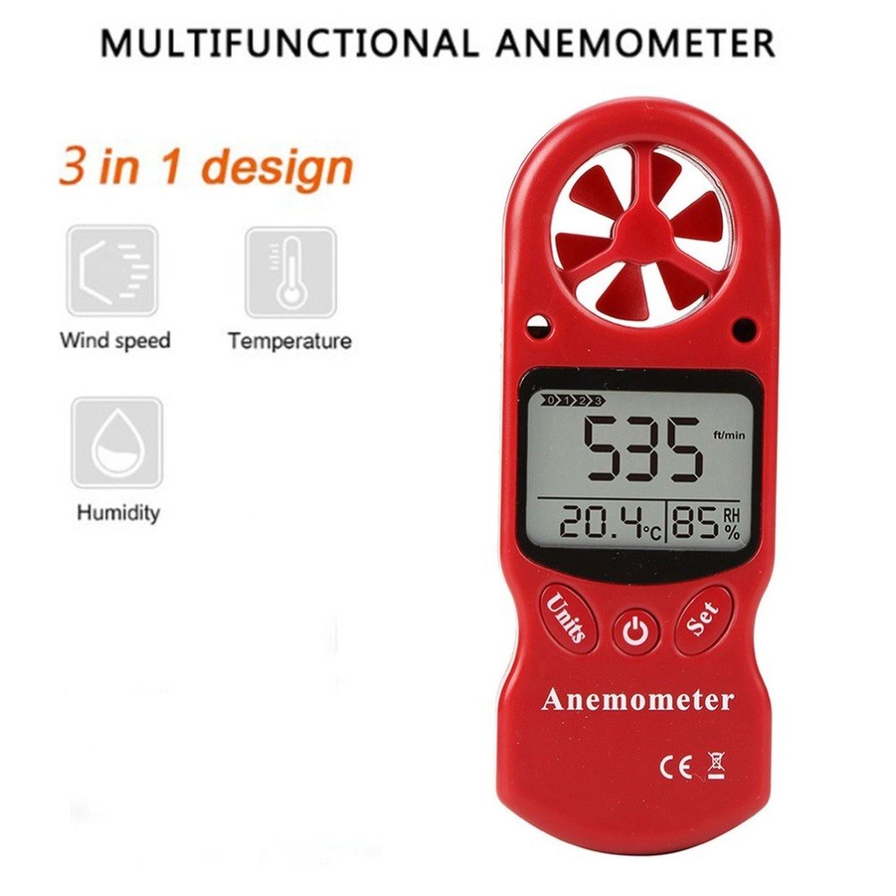 Mini Multifunctionele Anemometer Digitale Anemometer LCD TL-300 Wind Speed Temperatuur-vochtigheidsmeter met Hygrometer Thermometer