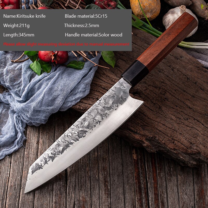 Smeden Japanse Koksmes Carbon Staal Sushi Mes Sharp Nakiri Cleaver Snijden Utility Messen Voor Keuken Koken Gereedschap