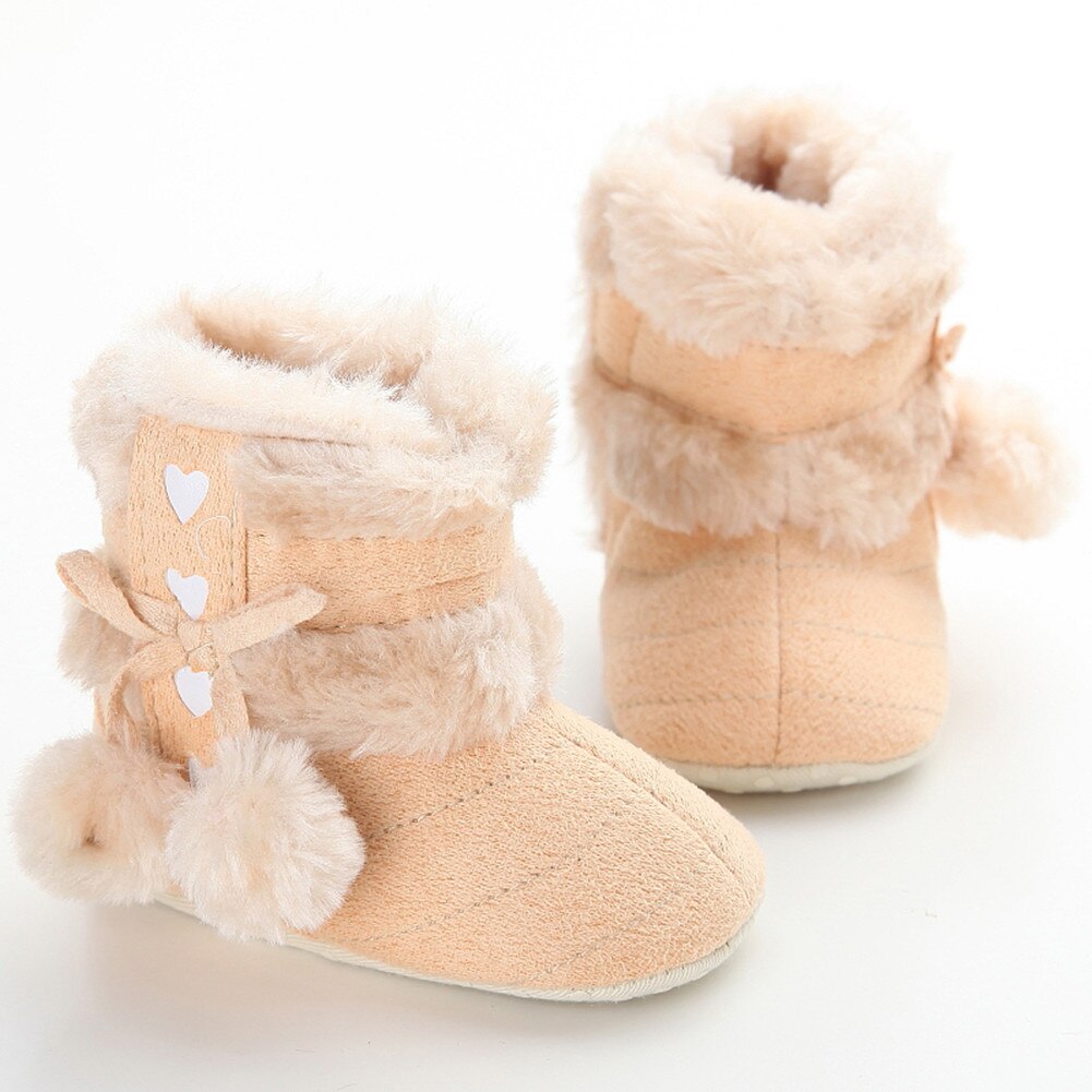 Haar Bal Zuigeling Baby Meisje Kwastje Crib Peuter Winter Sandalen Schoenen 0-18 m: Khaki / 0-6 months