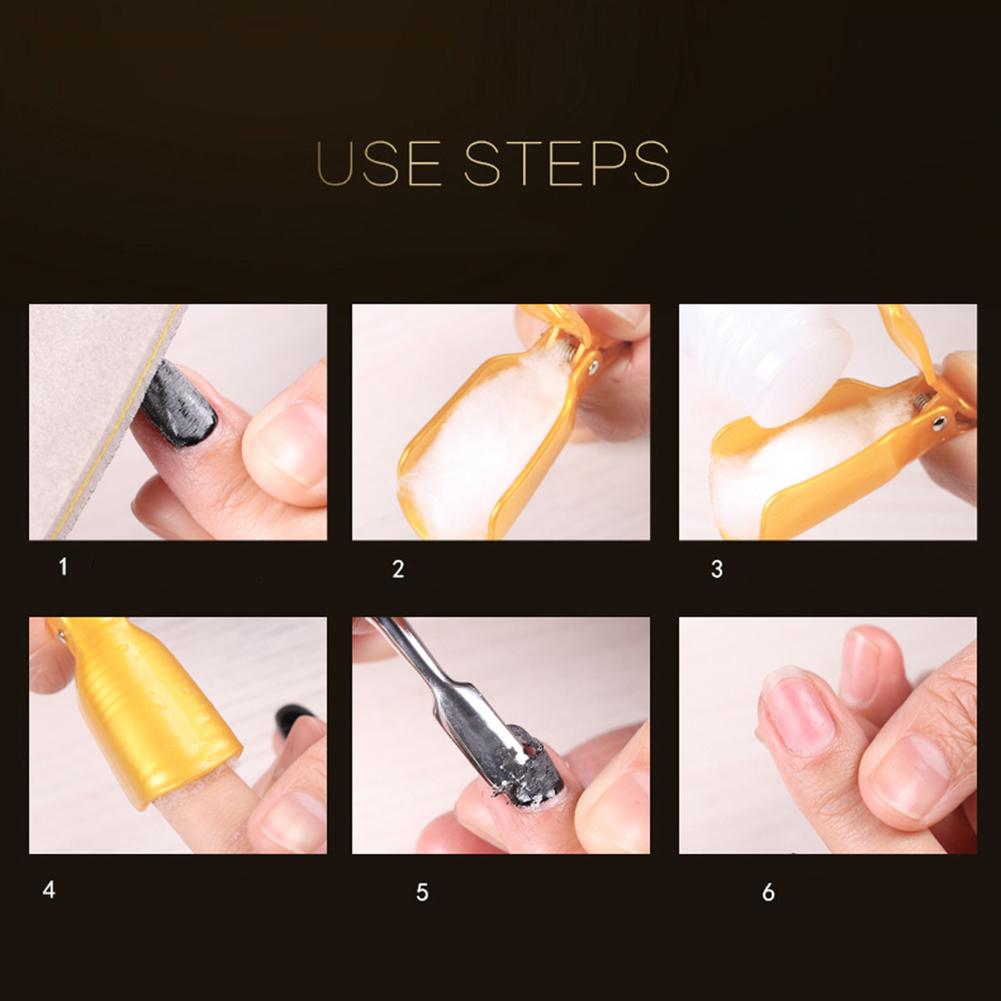 Pinzas para toallitas quitaesmaltes, conjunto de 10 Ud para sujetar almohadillas con líquido para retirar el esmalte en gel semipermanente UV, las pinzas de plástico se colocan en la punta de los dedos