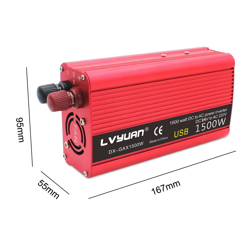 Onduleur 1500W/2000W pour installation solaire de voiture, chargeur Portable, prise universelle, convertisseur, DC 24V à AC 220V, accessoires automobiles