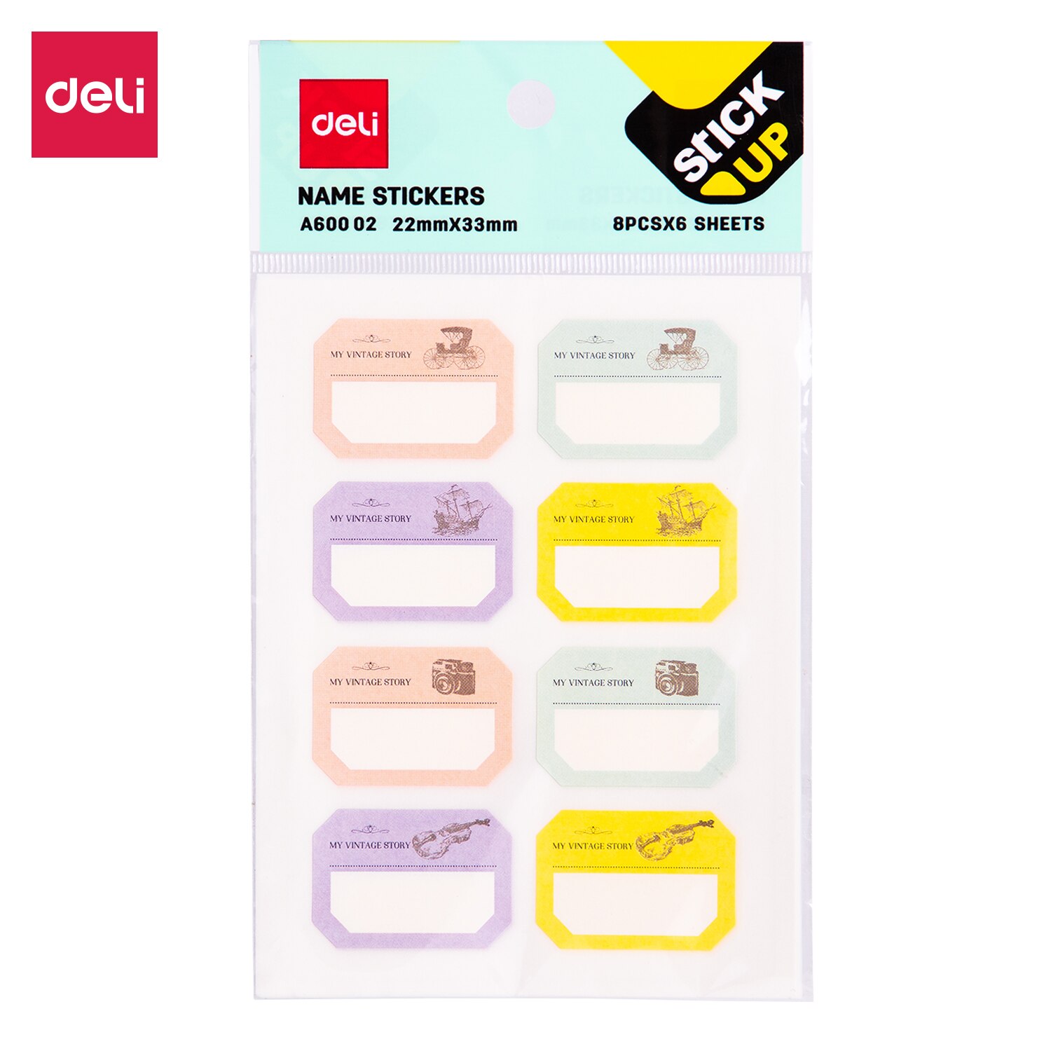 Deli Personal Name Stickers 3bags/Lot 3 Patterns Tag Label Index classfication sticker scrapbooking School Stationery EA60002