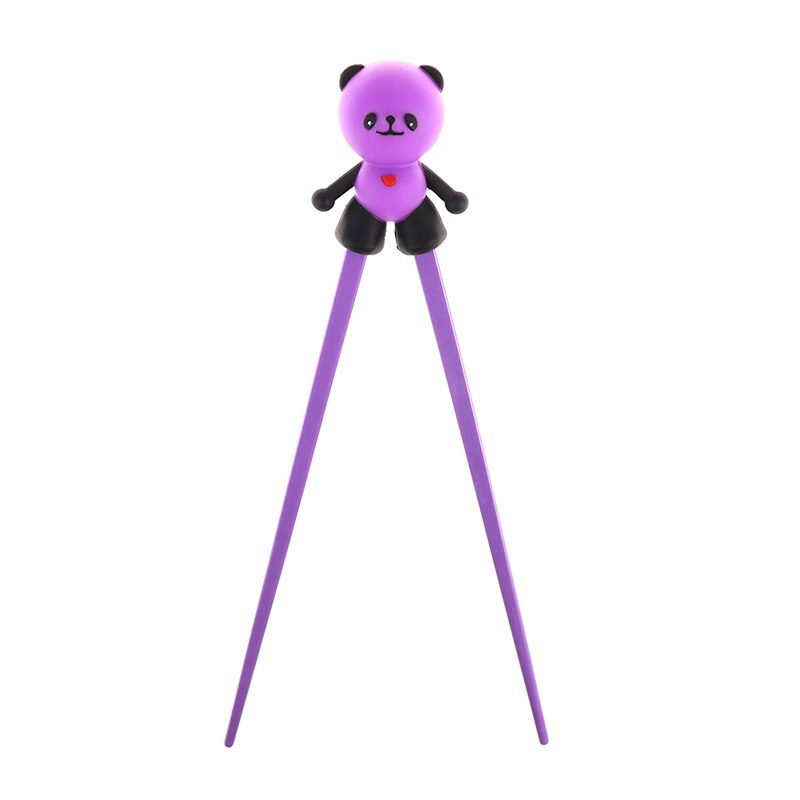 1 Pair Helper Chopstick Silicone Cartoon Panda Children Baby Learning Training Chopsticks Beginner Easy Use: Purple