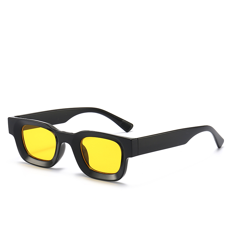 Kleine zonnebril Rechthoek Dik frame Vierkante zonnebril Heren Zwart Blauw Dames Zonneschermen Uv400 Unisex Eyewears: YELLOW