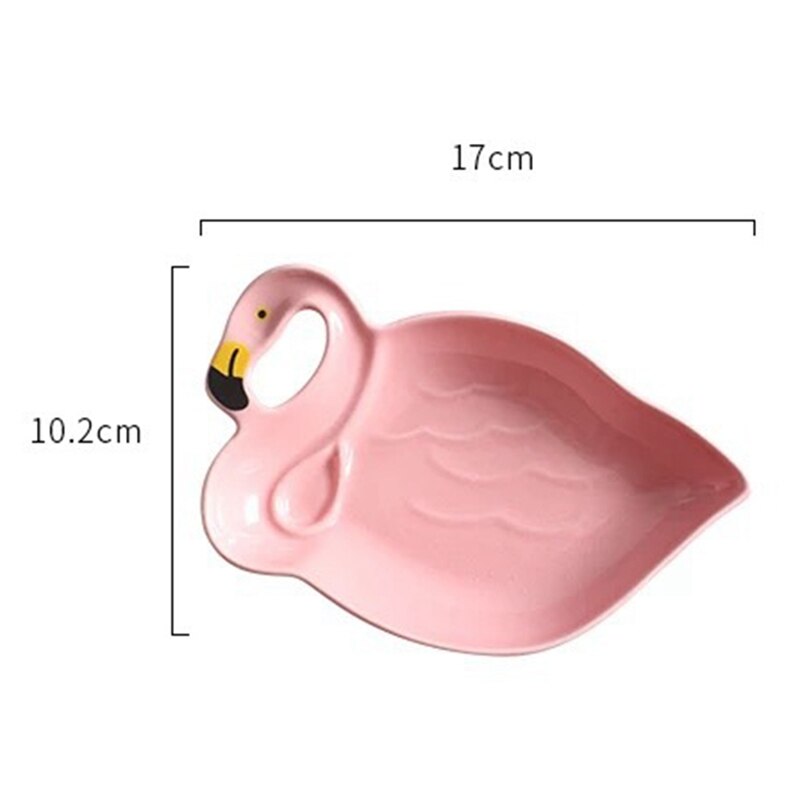 Pink Flamingo Soup Plates Cute Pastry Fruit Cake Dishes Tray Salad Sushi Dinner Ceramic Tableware Girl Xmas: KN8056-S