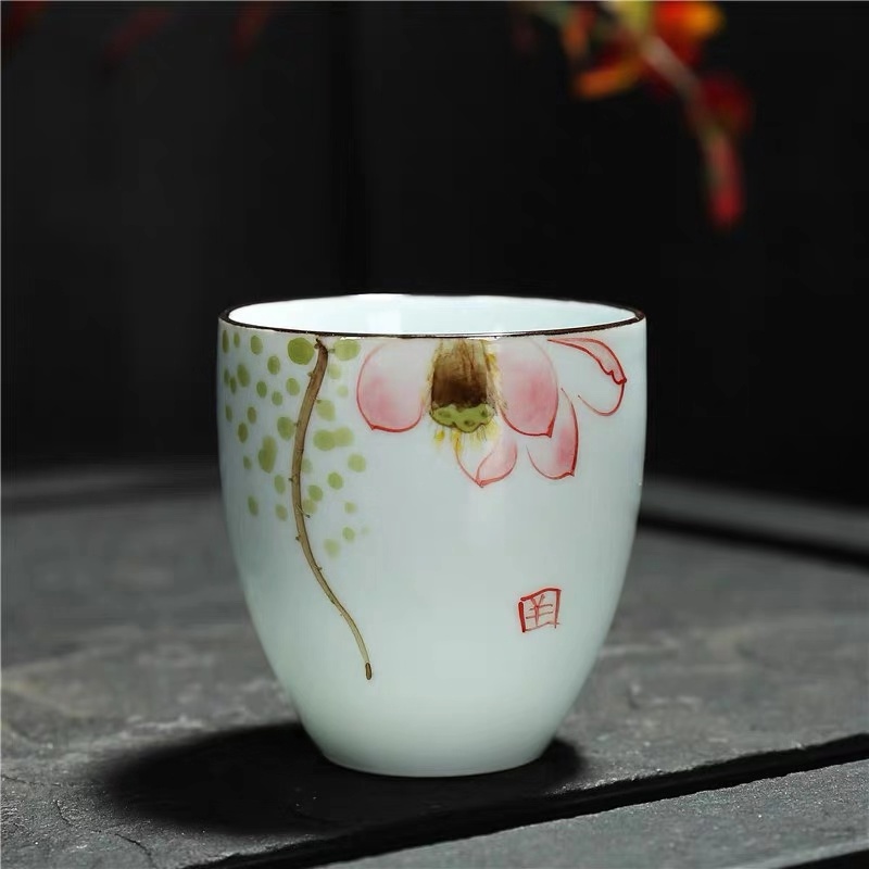 Keramische Traditionele Chinese Thee Kopjes Wit Porselein Thee Set Accessoires Kantoor Theekopjes Draagbare Retro Water Mok Drinkware: J