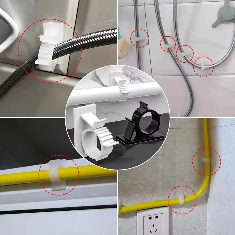 Soporte para cables autoadhesivo, Clips organizadores de cables ajustables, soporte para barra de cortina, abrazadera de gestión de oficina, Clip de pared sin perforaciones