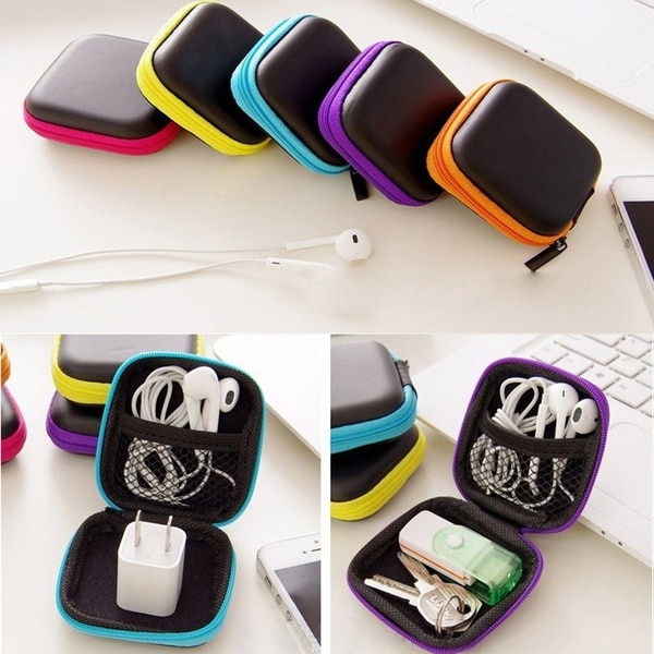 Draagbare Case Voor Case Hoofdtelefoon Mini Ritssluiting Ronde Opslag Harde Tas Vierkante Headset Doos Voor Reizen Kleine Opslag Object