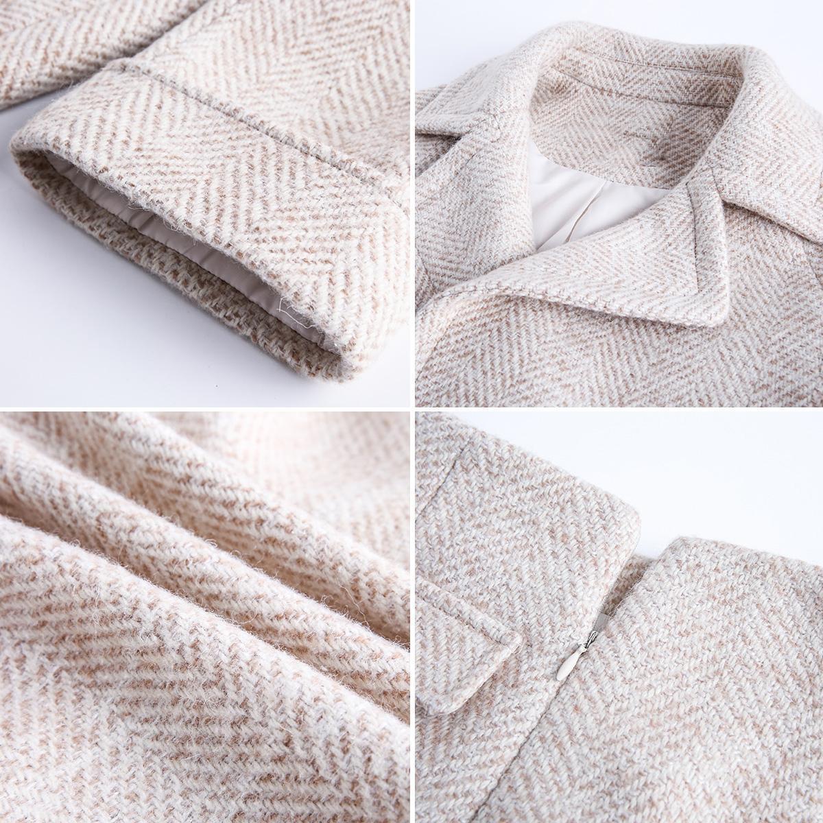 Dames Kleine Geur Pak Vrouwen Herfst En Winter Jas Jas Vrouwen Mid-Lengte Visgraat Wollen rok