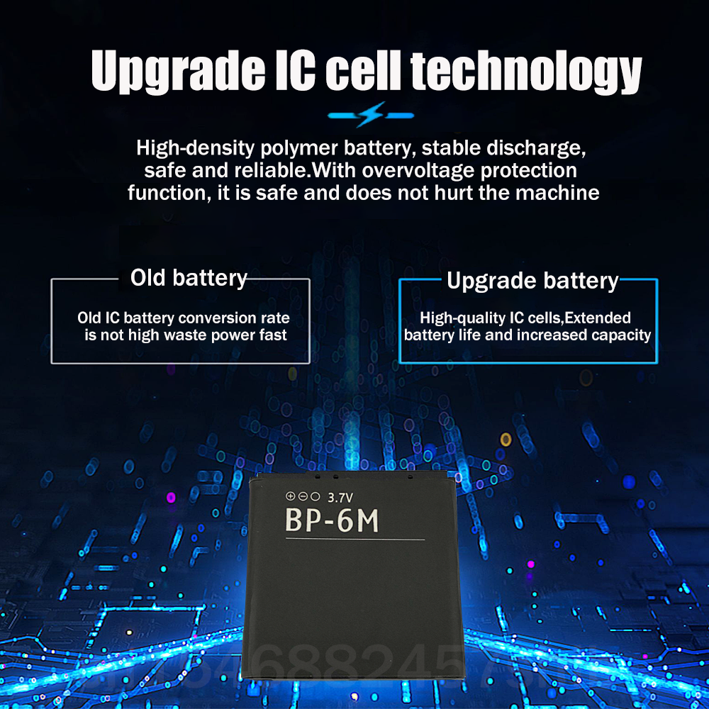 Batería de litio de repuesto para teléfono Nokia, 3,7 V, 1070mAh, BP-6M, BP6M, BP, 6M, 6233, 6280, 6288, N73, N77, N93, N93S, 1 ud.