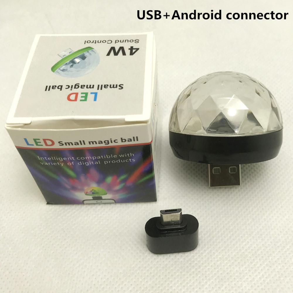 Mini USB Bunte LED Disko Lichter Tragbare Kristall Magie Ball Bühne Lampe mit Adapter für Android Telefon Partei Licht: Schwarz